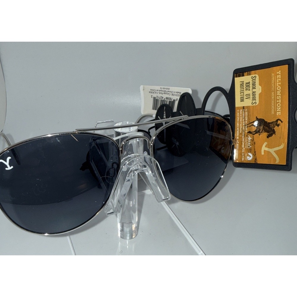 2 NWT Pair Authentic Yellowstone Show-Yellowstone Logo Aviator Sunglasses UV400 - Picture 5 of 8